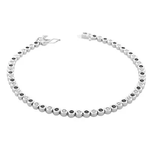 925 Sterling Silver Bezel-Set Round White Pink CZ Classic Tennis Bracelet