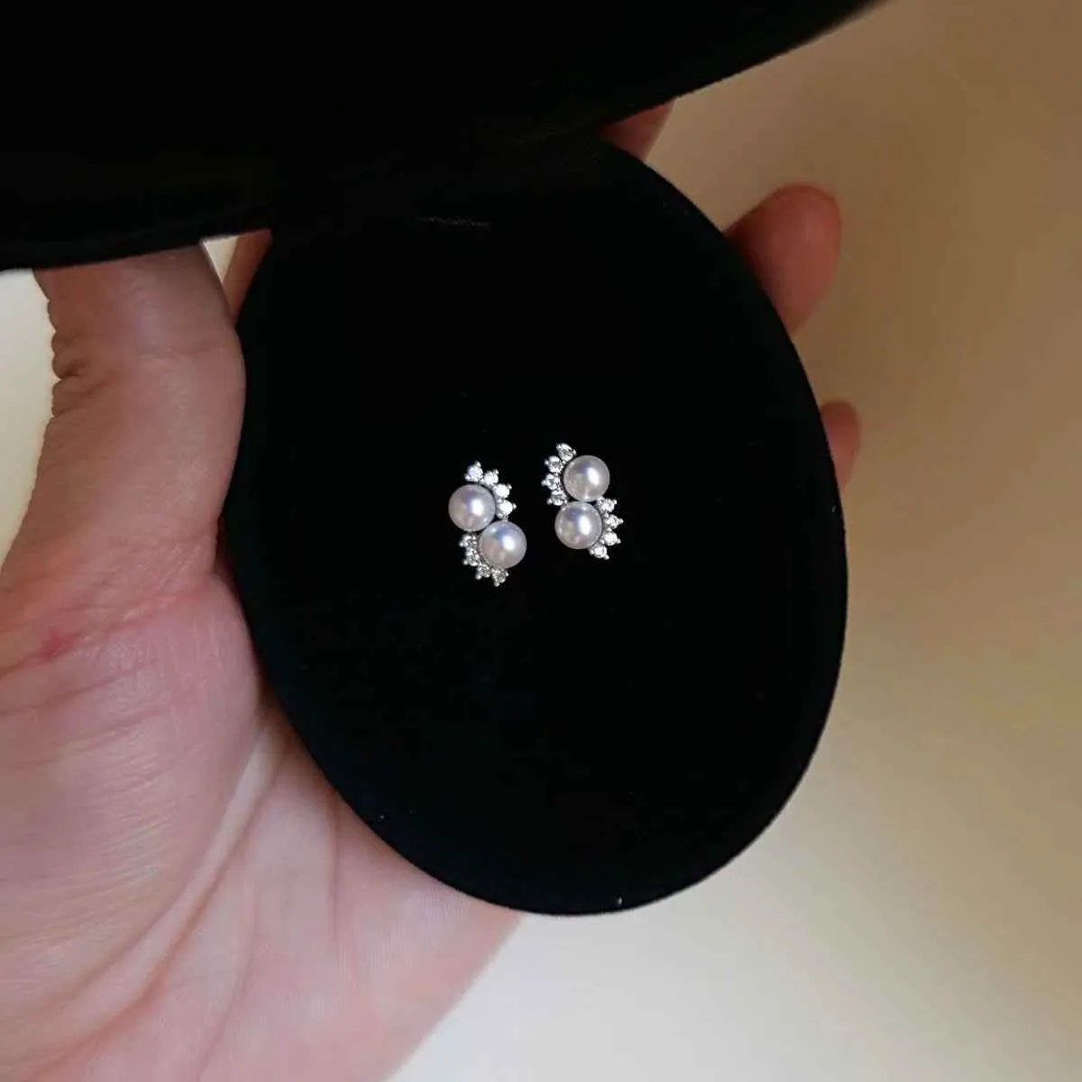 925 Sterling Silver Stud Earrings Charm Jewelry - Pearl Zircon - Xm382
