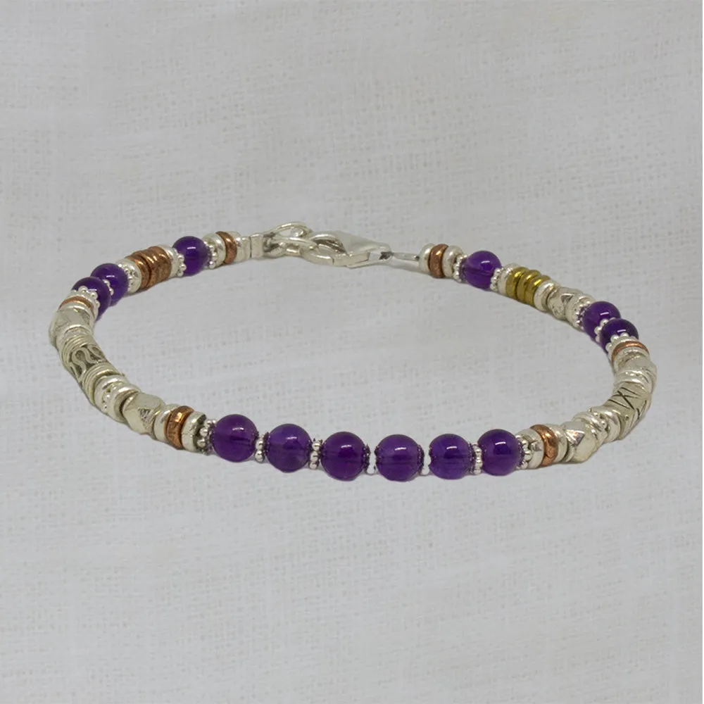 Amethyst and Mixed Metals Bracelet