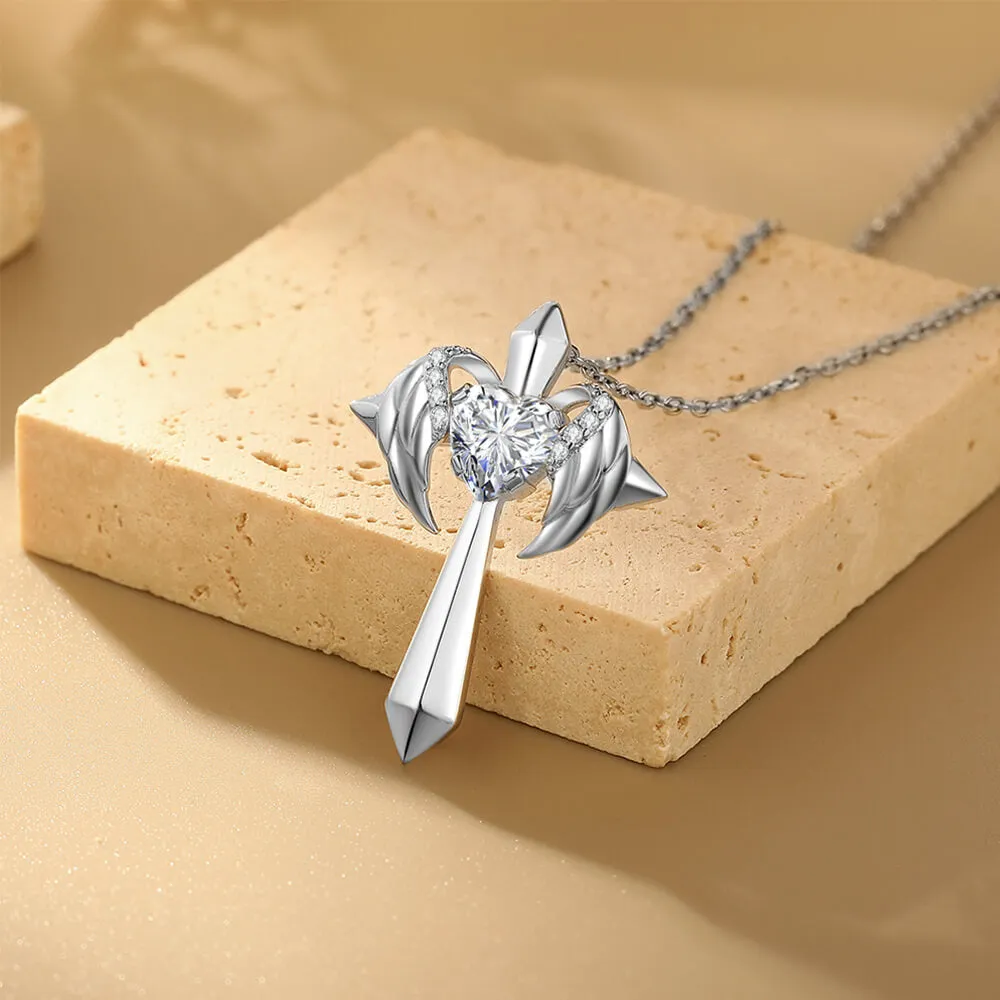 Angel Wings Cross Necklace Gift