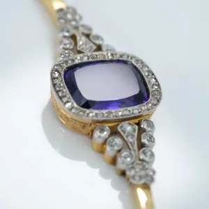 Art Deco 15ct Yellow Gold 7 Carat Amethyst and Diamond Bracelet