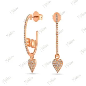 Asymmetrical Diamond Heart Earrings
