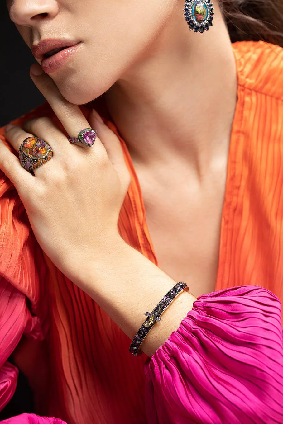 Black Diamond Amethyst Bangle
