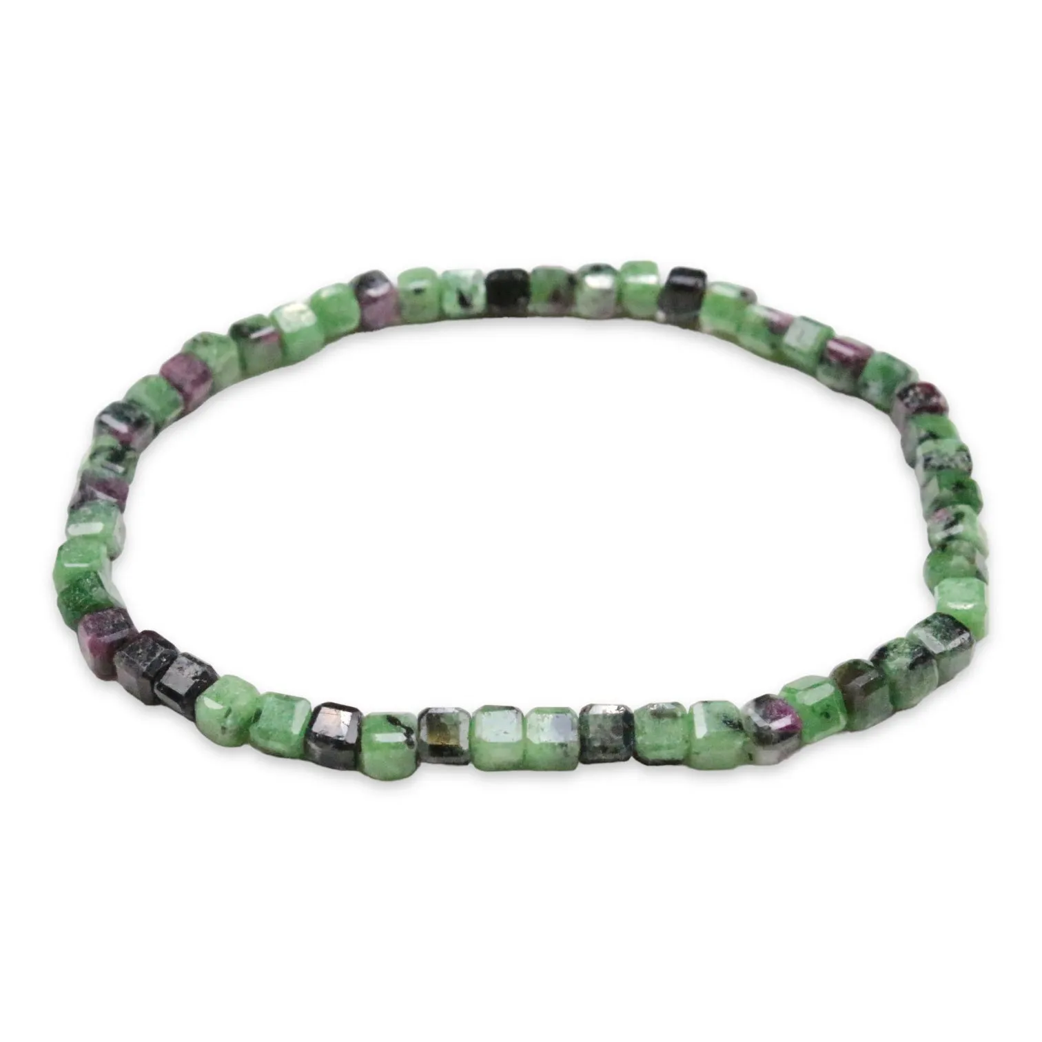Bracelet Rubis sur zoisite A  cube 4x4 mm