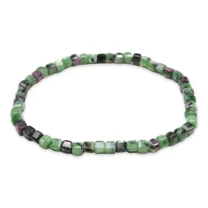 Bracelet Rubis sur zoisite A  cube 4x4 mm