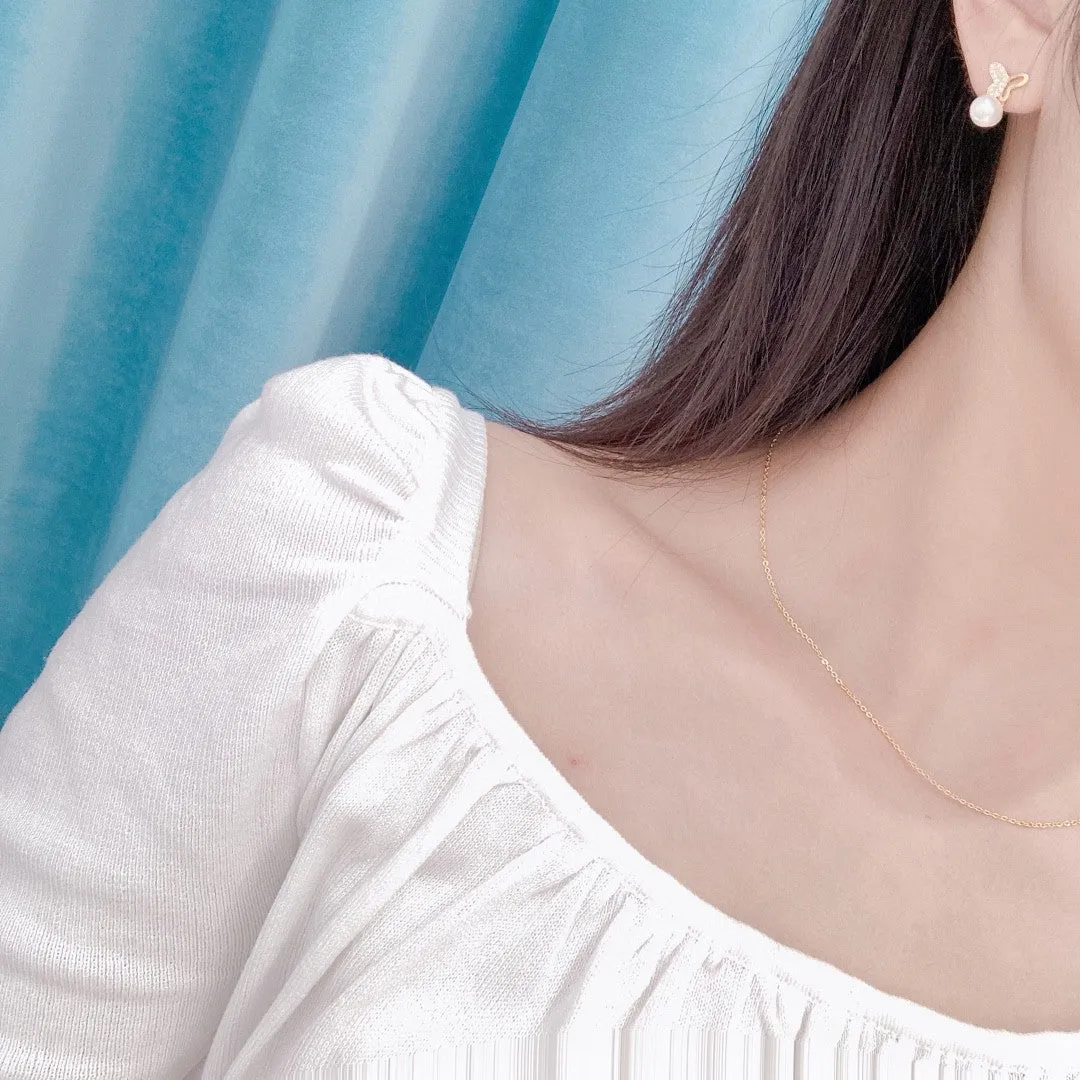 Butterfly hollow design real pearl jewelry set