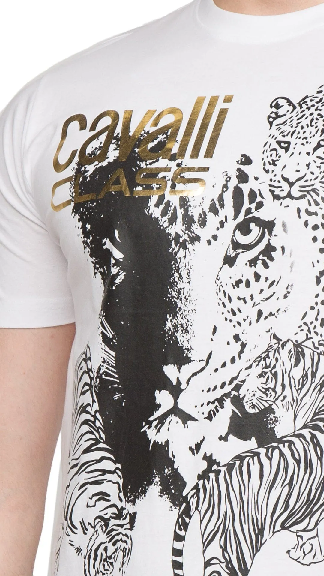 Cavalli Class  Tiger Leopard Motif Fashion T-Shirt-