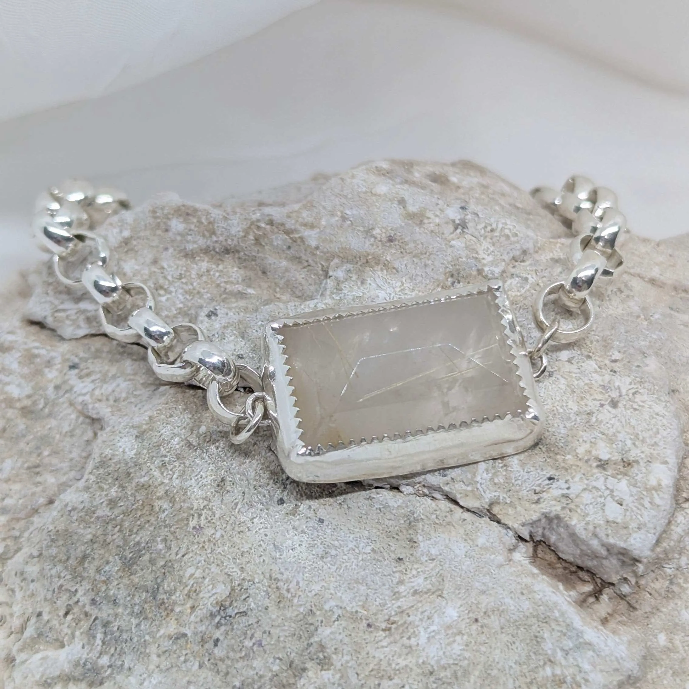 chunky rutilated quartz bracelet