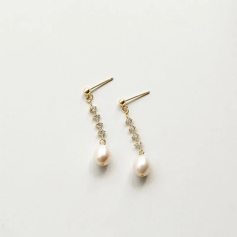 Diamante Pearl Drop Earrings