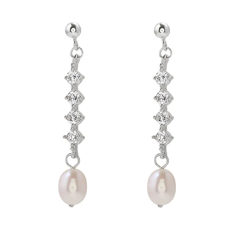 Diamante Pearl Drop Earrings