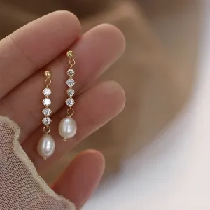 Diamante Pearl Drop Earrings