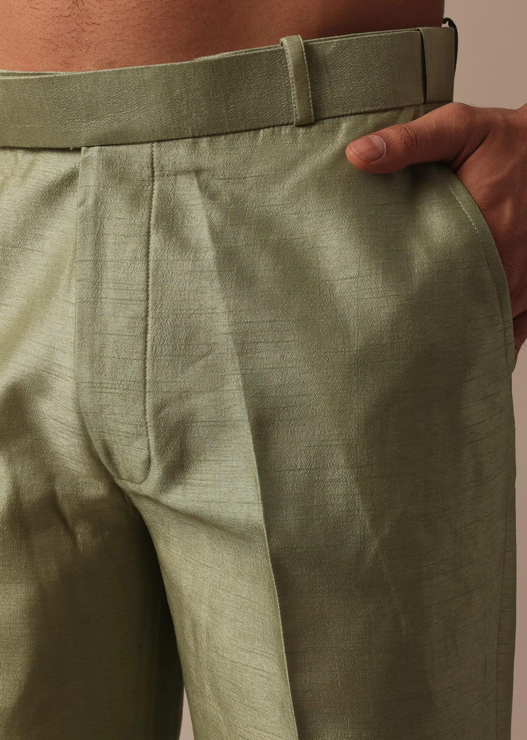 Elegant Green Indowestern Set Featuring Striking Self Work