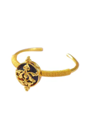 Enameled Gold Finish Adjustable Bracelet In 92.5 Sterling Silver