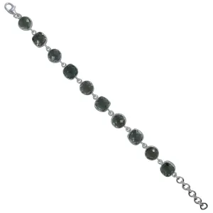 Green Amethyst Checker Cut Bracelet in Sterling Silver