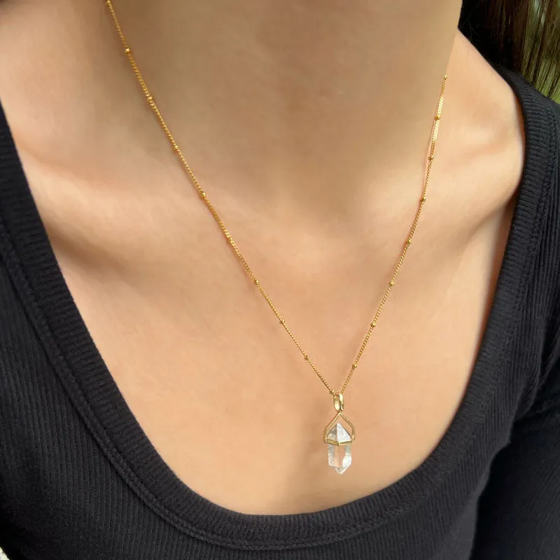 Herkimer Crystal Necklace, Silver