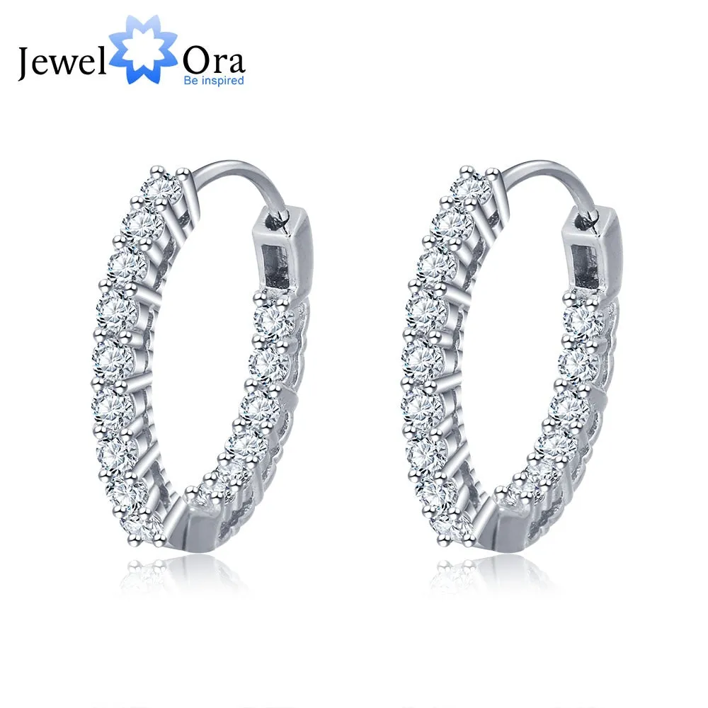 Hoop Earrings with Silver Sparkle