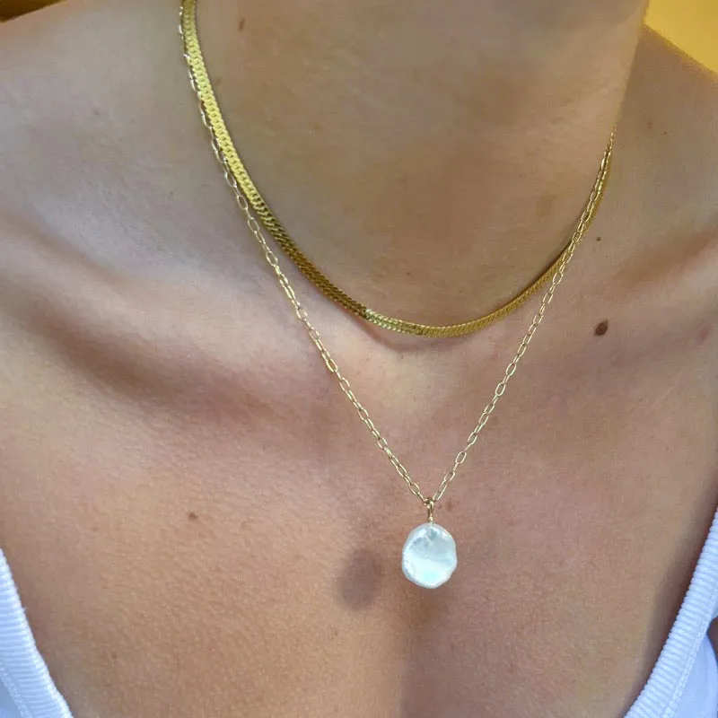 Keshi Pearl Pendant, 9kt Yellow Gold