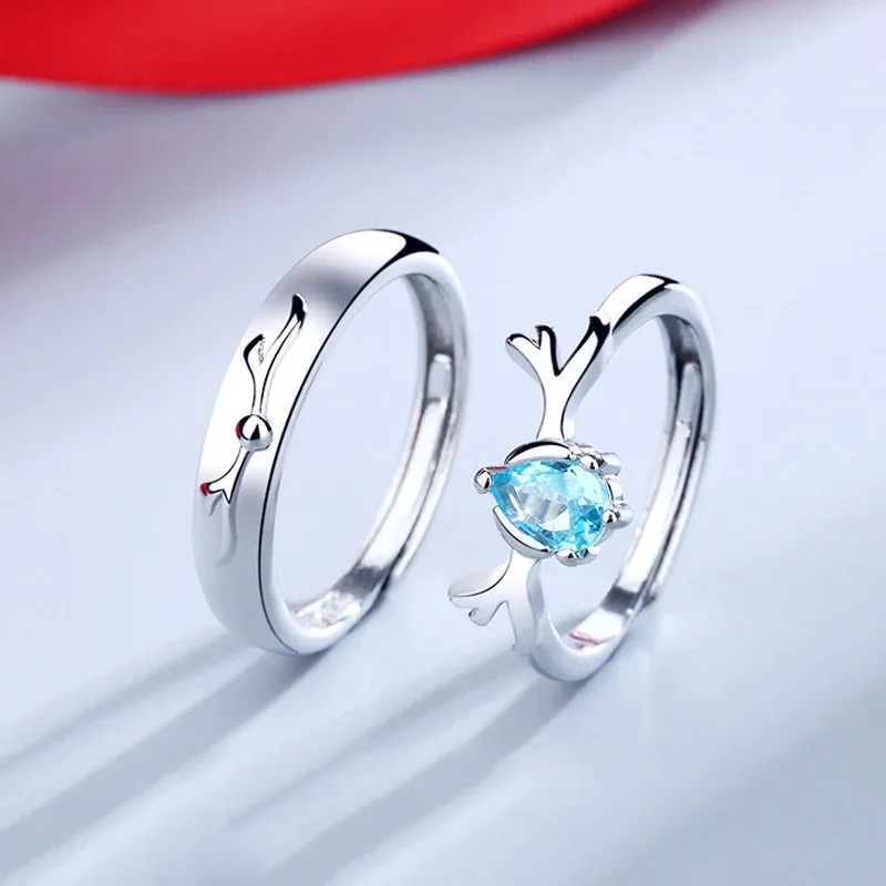 Luxury AAA Zircon Couple Paired Rings For Women Men Flower Crown Proposal Promise Adjustable Rings Wedding Anniversary Jewelry