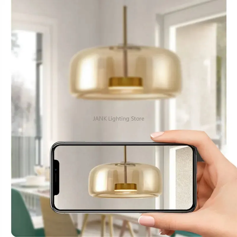 Mansion Amber Glass Chandelier Pendant Light Smoke Grey Hanging Lamp
