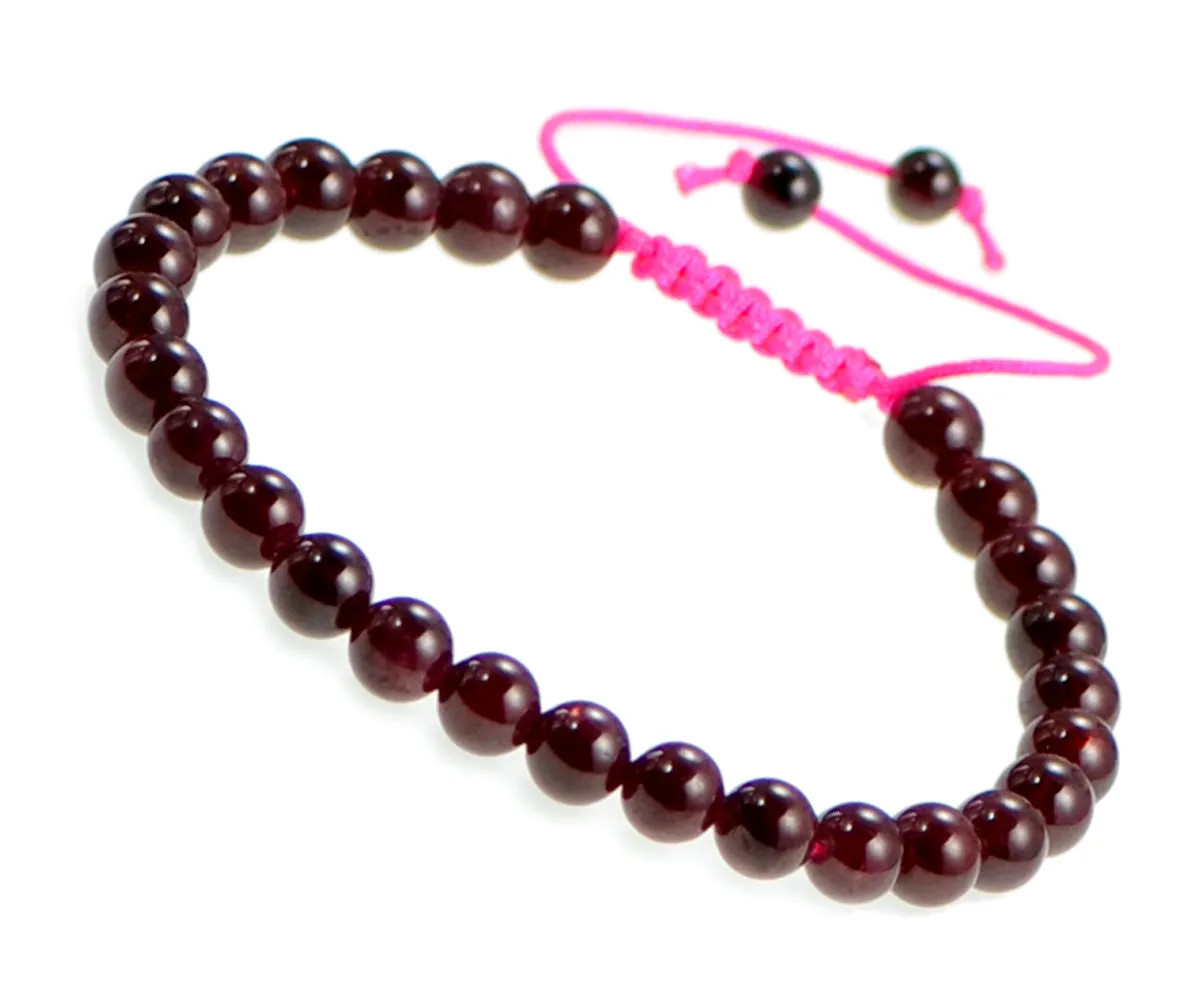 Natural 6mm Gemstone Bracelets Healing Power Crystal Macrame Adjustable 7-9 Inch