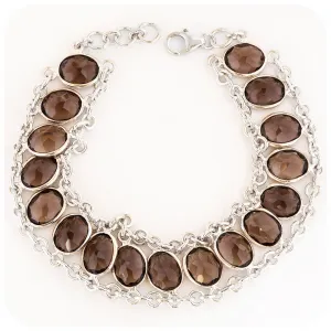 Oval cut Smoky Quartz Link Bracelet