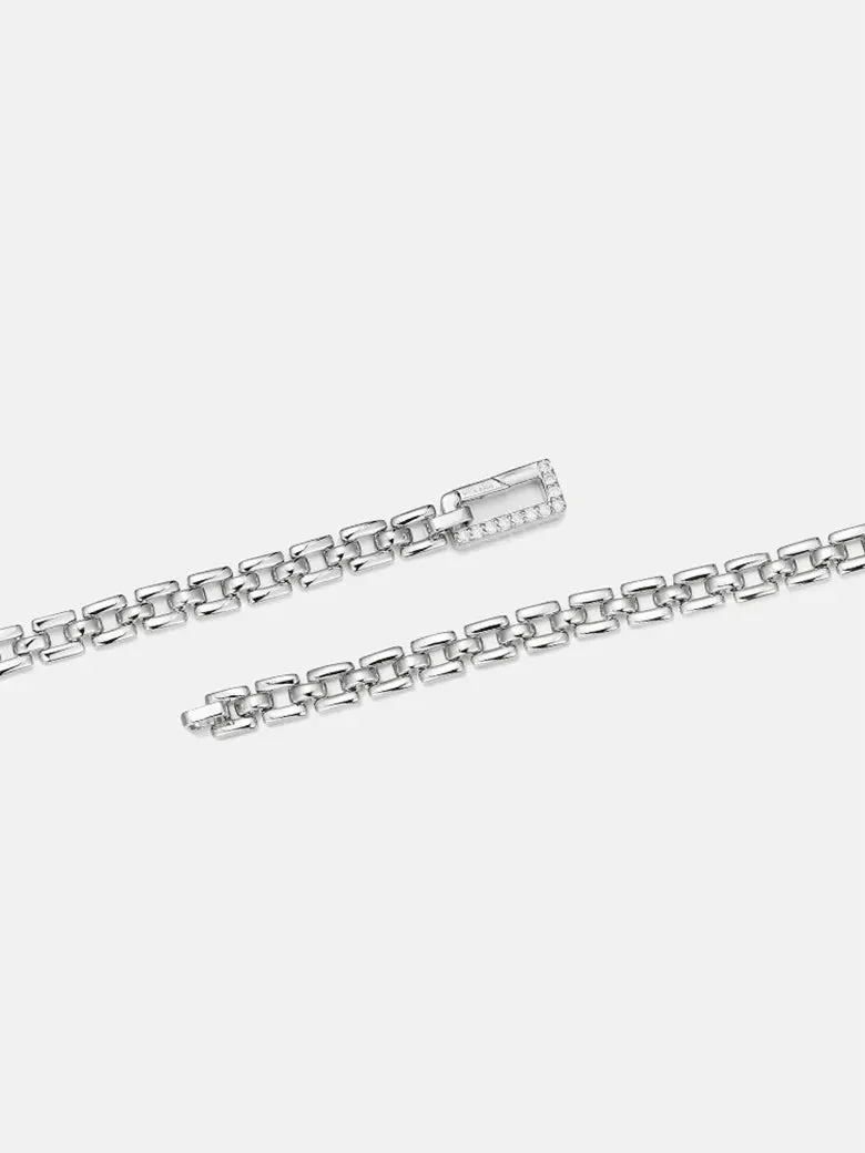 Panther Link Chain Silver Bracelet