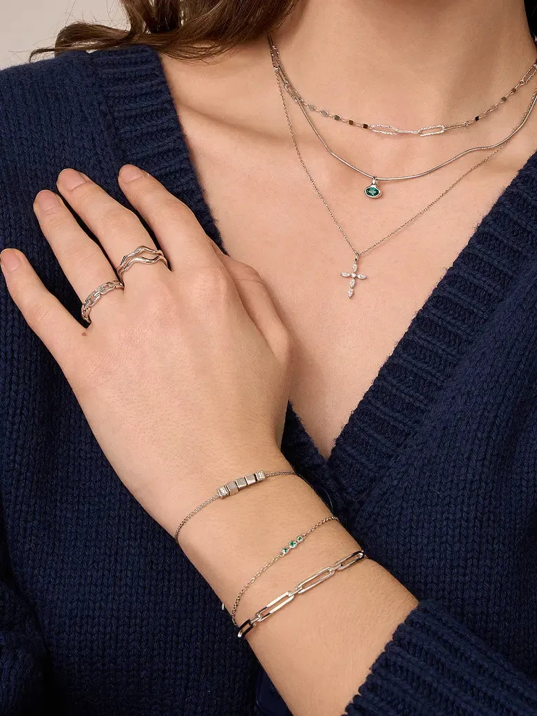 Paperclip Silver Bangle