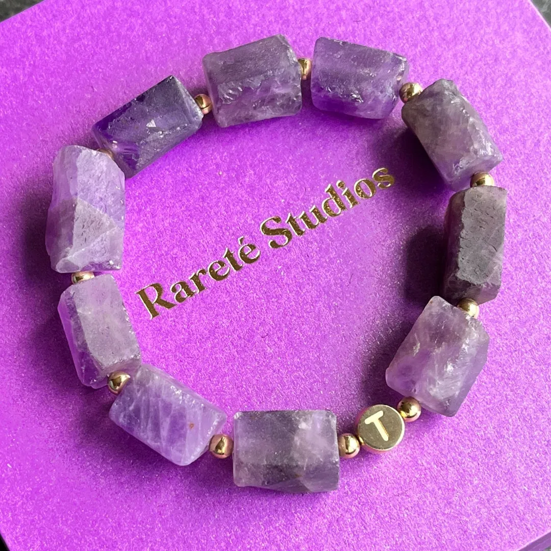 Raw Amethyst Belonging Bracelet - Stretch