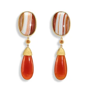 Sardonyx and Carnelian Agate Earrings