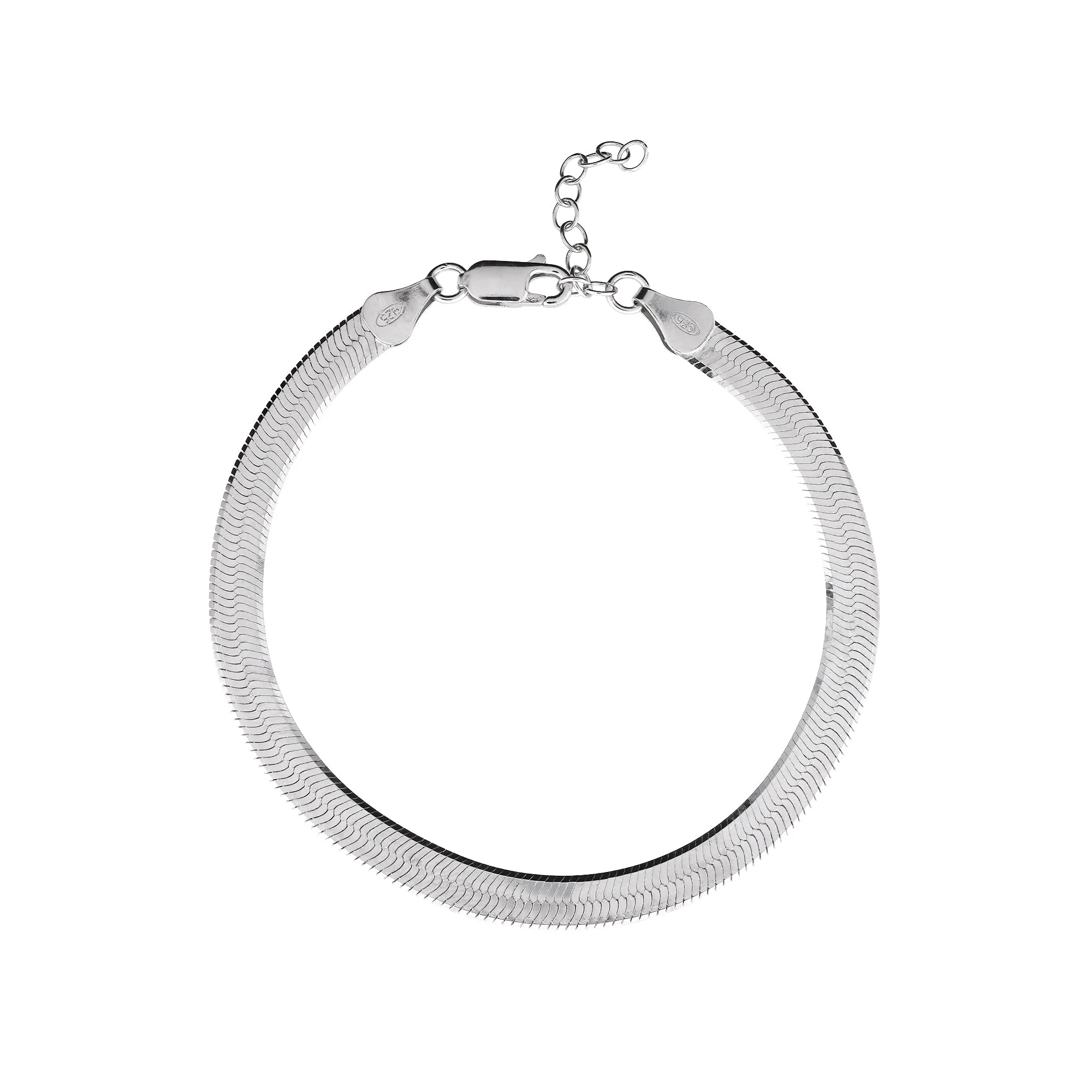 Silver Wide Herringbone Bracelet