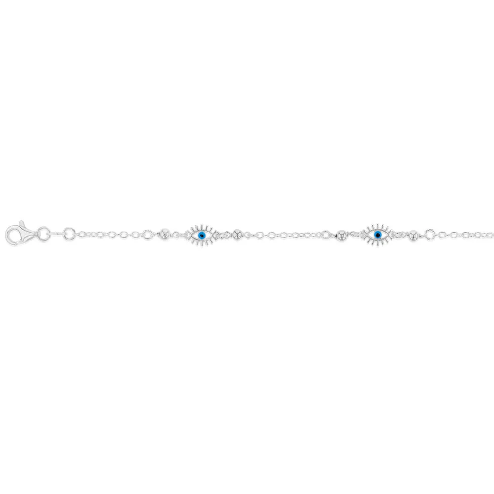 Sterling Silver Evil Eye 17 3cm Bracelet