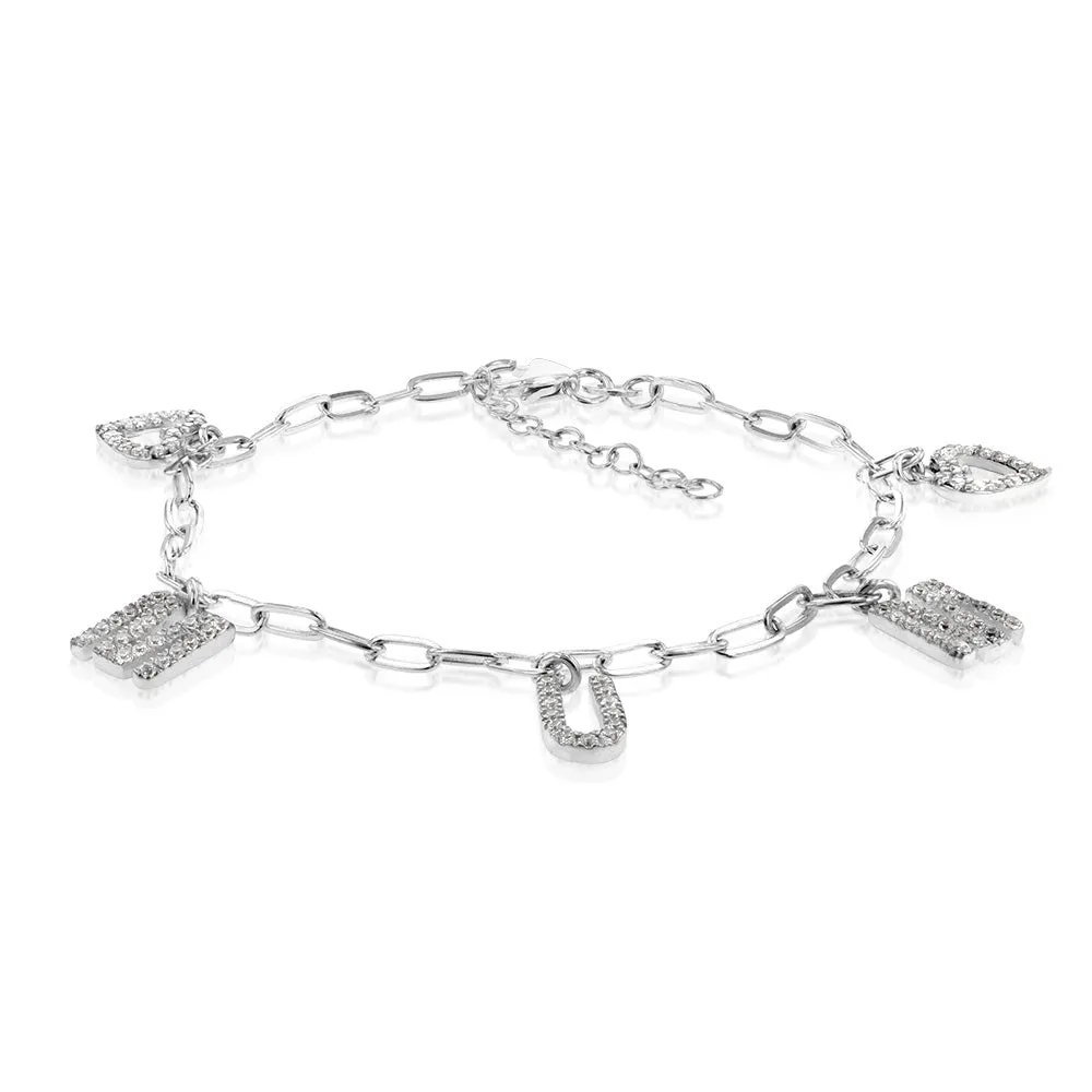 Sterling Silver Heart And Mum On 16 3cm Bracelet