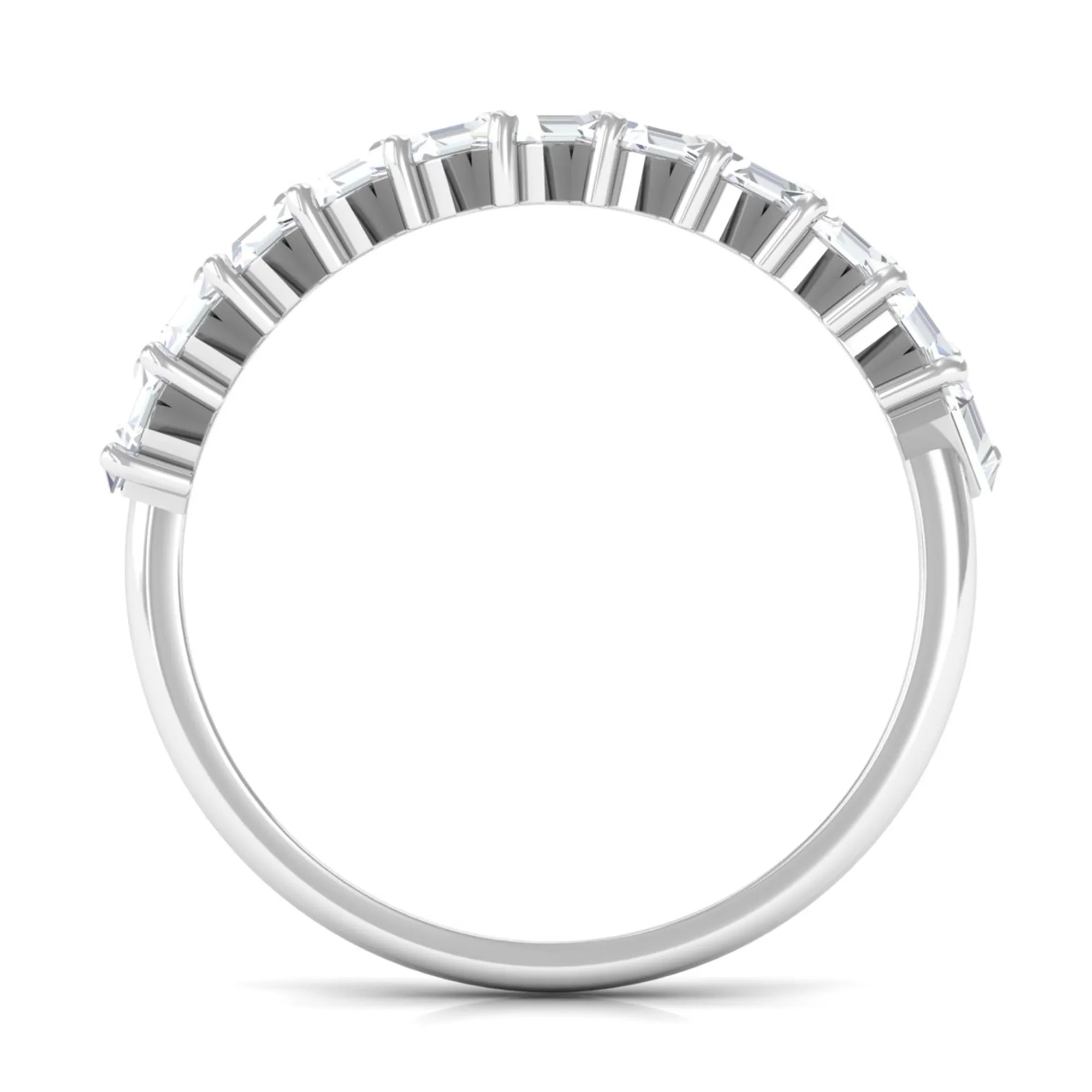 Tilted Baguette Cut Simulated Diamond Half Eternity Ring in Gold