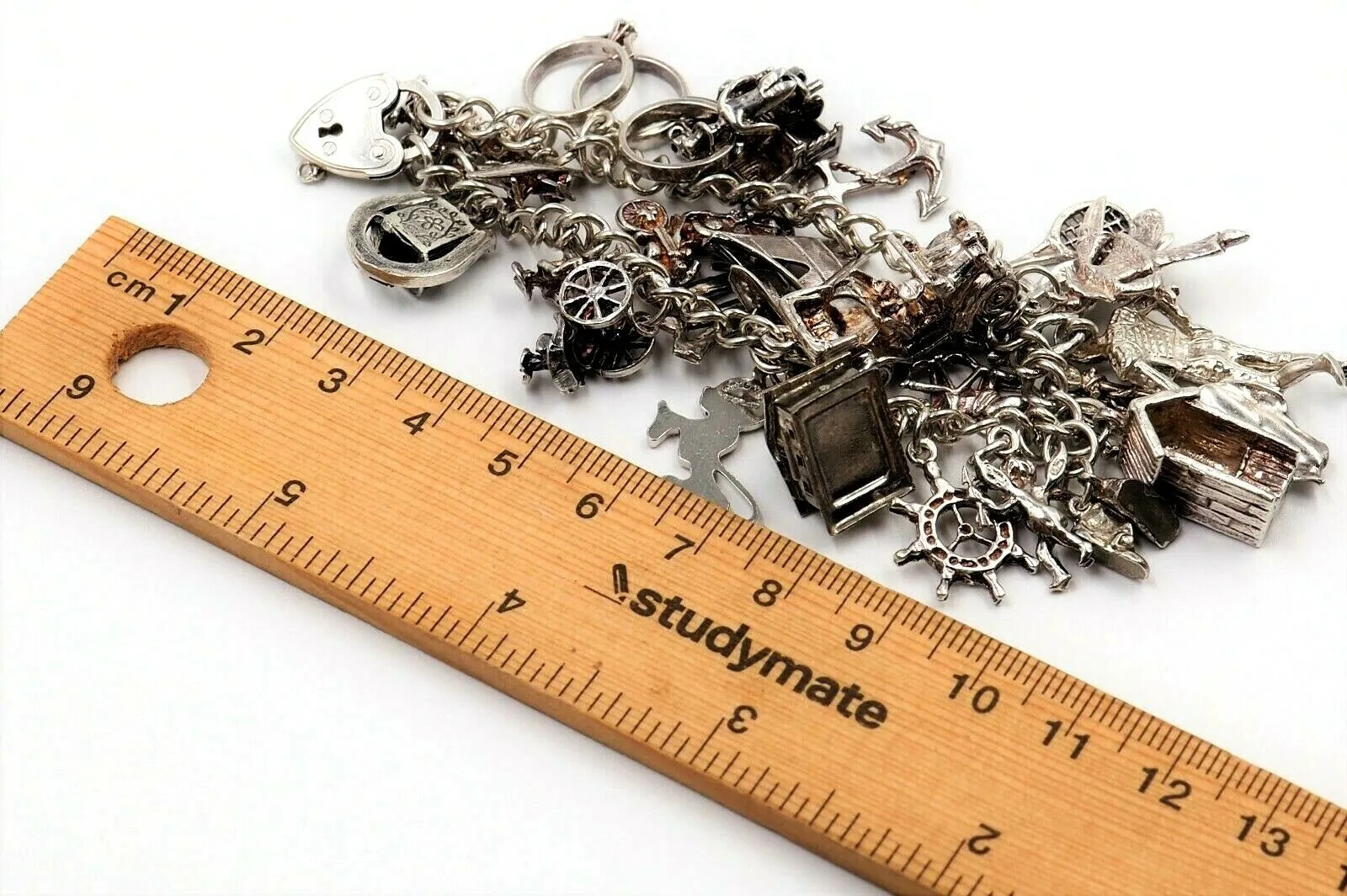 Traditional 925 Sterling Silver Charm Bracelet 25 Charms Fine Jewellery