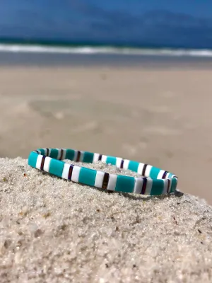 ‘Tropical Tide’ Tila Glass Bead Elastic Bracelet