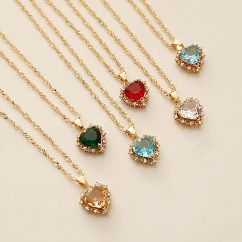 Women's Full Diamond Zircon Love Necklace