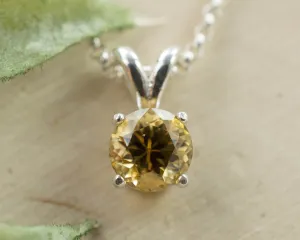 Yellow Zircon Pendant, Natural Untreated Madagascan Zircon