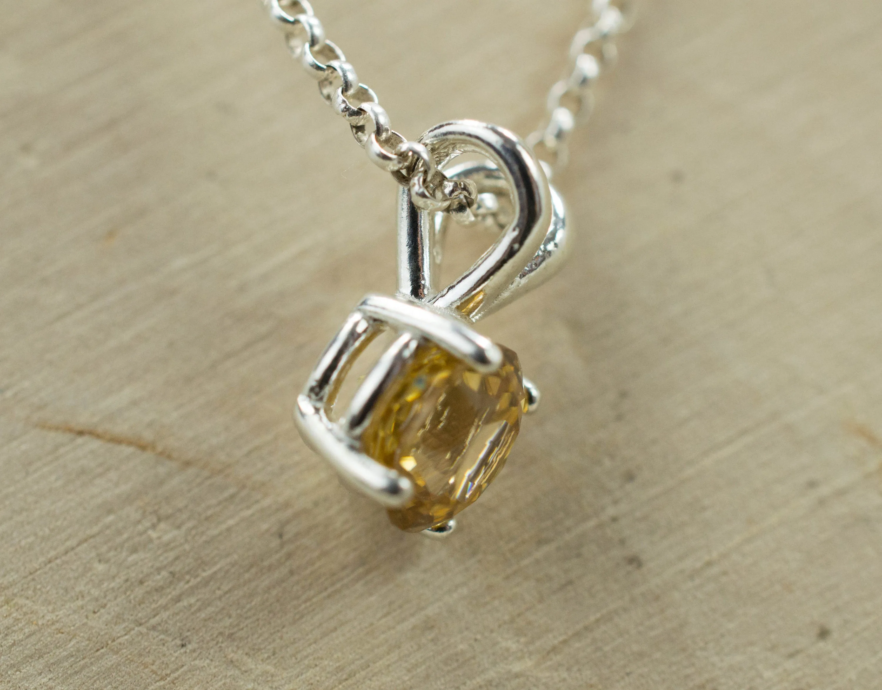 Yellow Zircon Pendant, Natural Untreated Madagascan Zircon