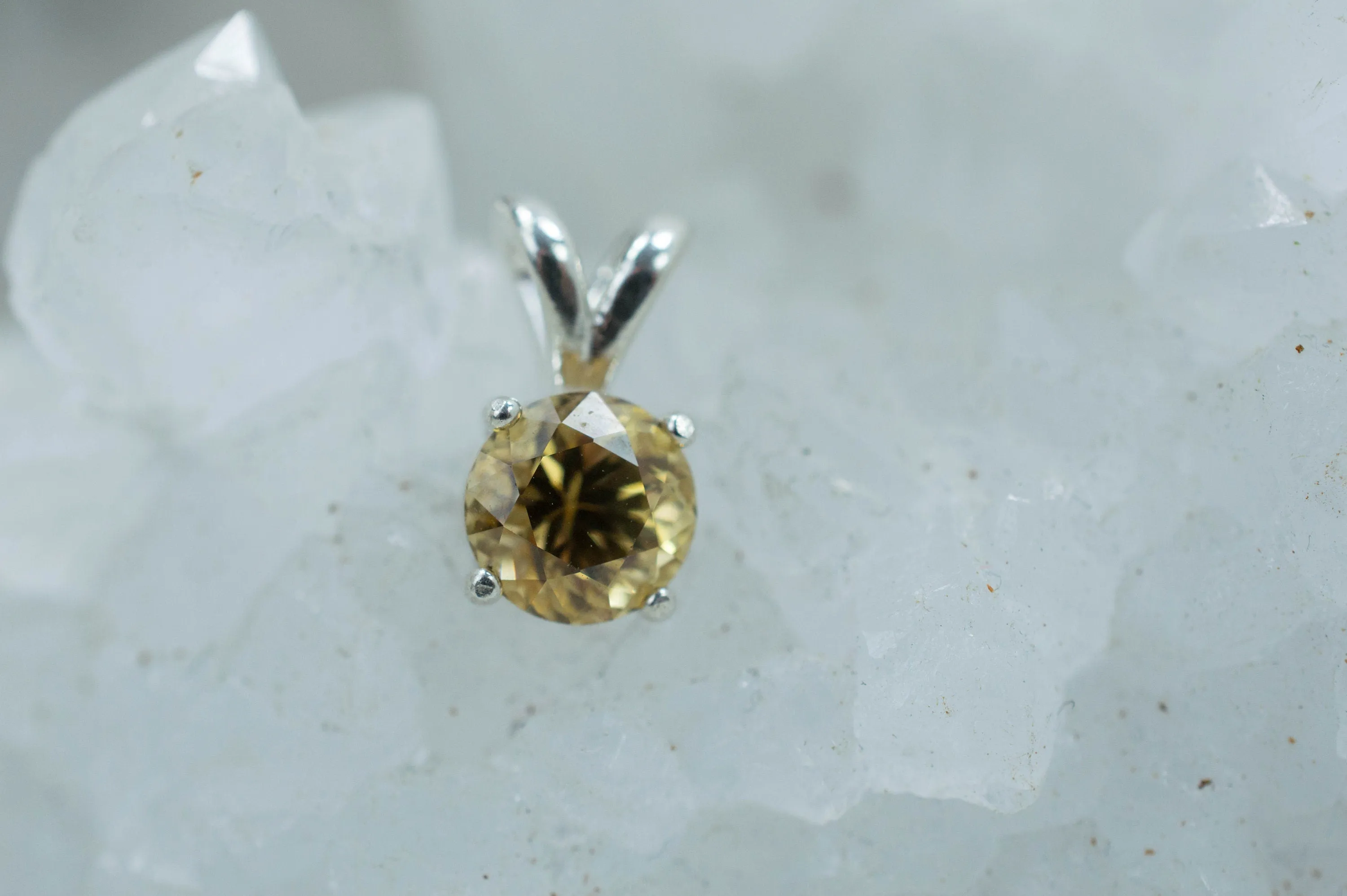 Yellow Zircon Pendant, Natural Untreated Madagascan Zircon