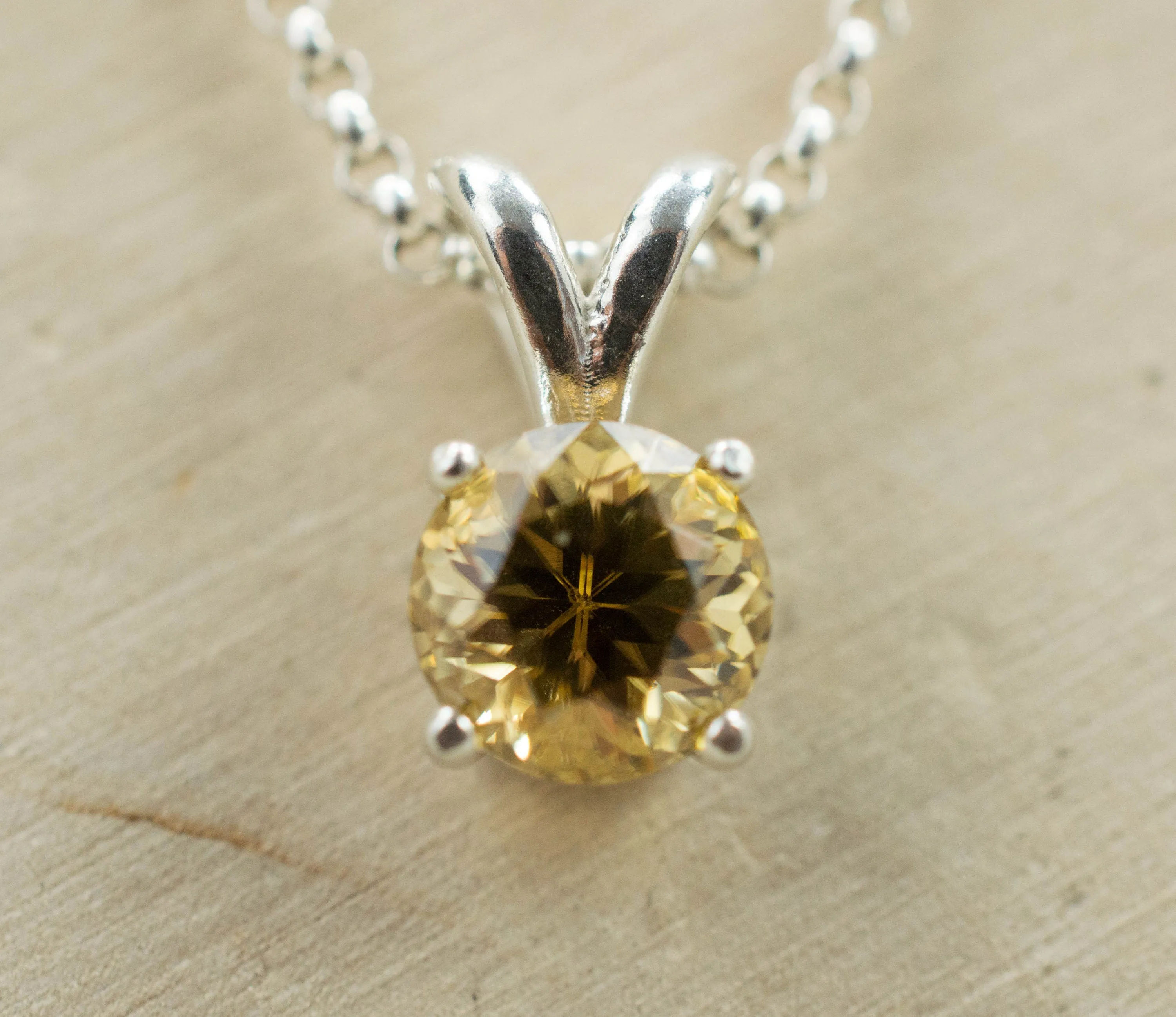 Yellow Zircon Pendant, Natural Untreated Madagascan Zircon